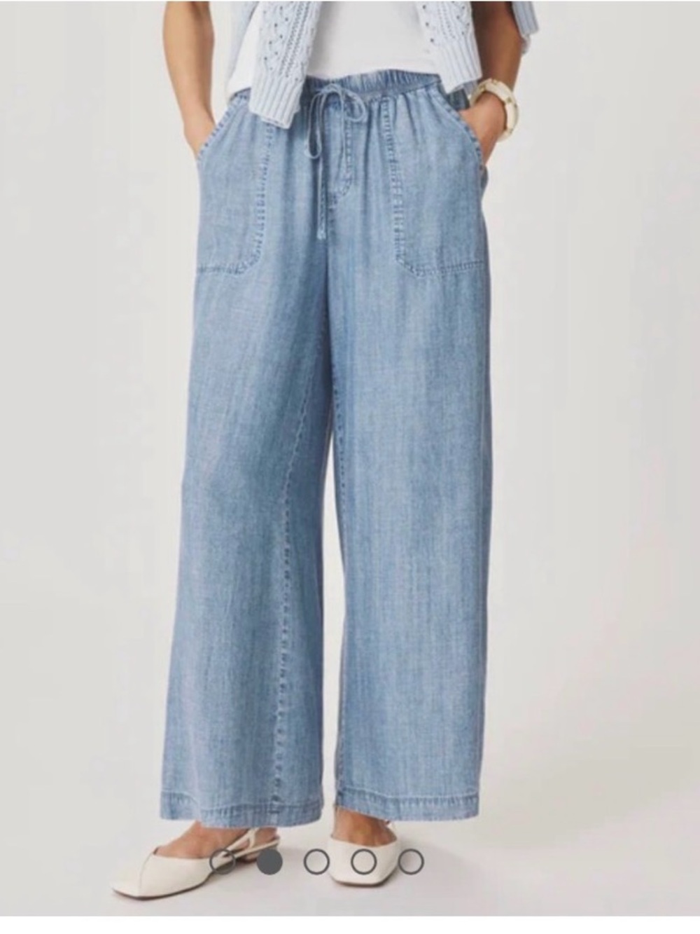 Splendid Light Blue Drawstring Wide Leg Pants